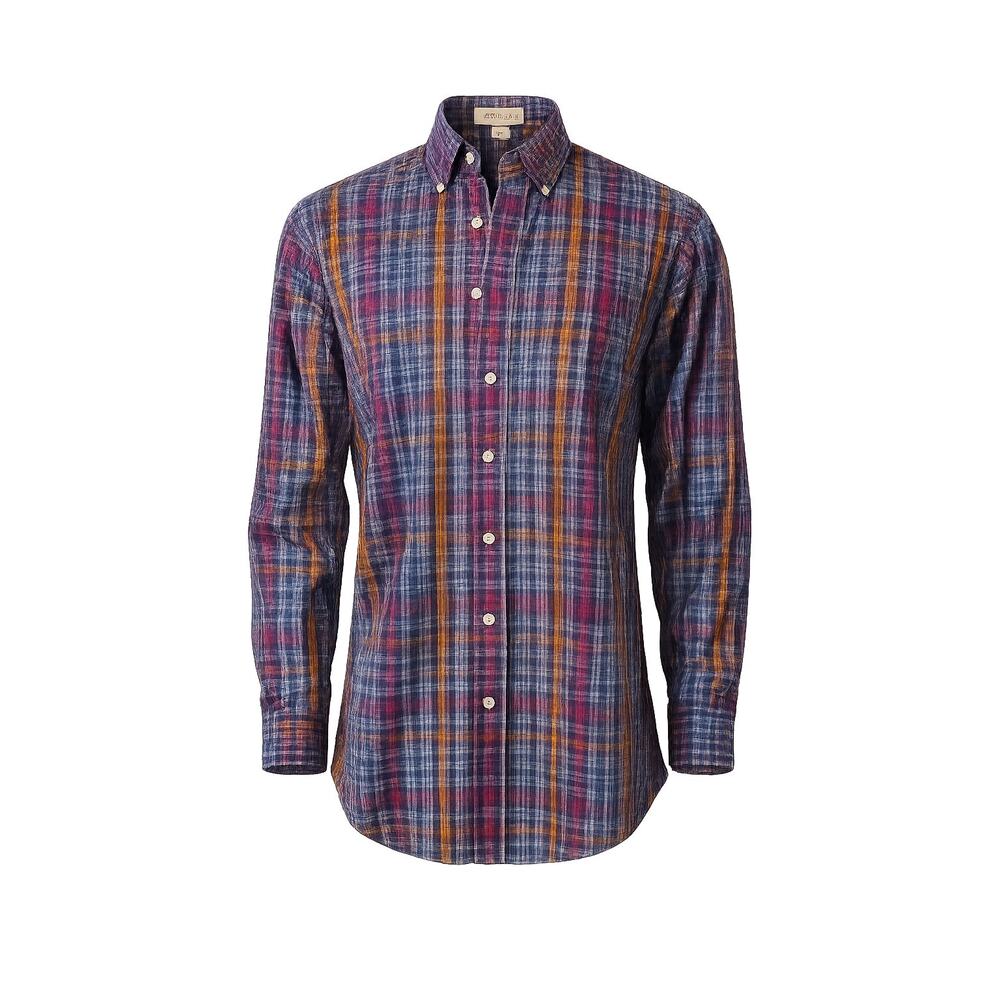 Peter Millar Men’s Purple Plaid Cotton Button Down Shirt XL Classic Fit Casual